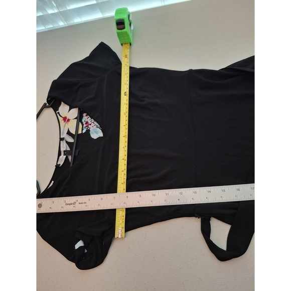 White House Black Market XXSP Black Pink Floral Reversible Belted Dress - Picture 5 of 13